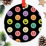 pastel smiley faces Round Ornament (Two Sides)