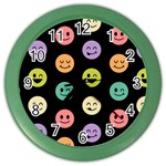 pastel smiley faces Color Wall Clock