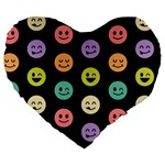 pastel smiley faces Large 19  Premium Heart Shape Cushion