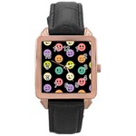 pastel smiley faces Rose Gold Leather Watch 