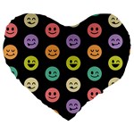 pastel smiley faces Large 19  Premium Flano Heart Shape Cushion