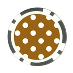 Polka Dots - White on Golden Brown Poker Chip Card Guard