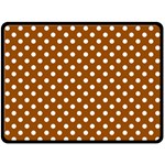 Polka Dots - White on Brown Fleece Blanket (Large) (One Side)