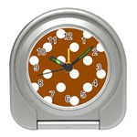 Polka Dots - White on Brown Desk Alarm Clock