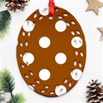 Polka Dots - White on Brown Ornament (Bell) Ornament (Oval Filigree)