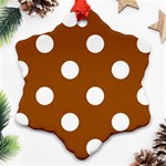 Polka Dots - White on Brown Ornament (Snowflake)