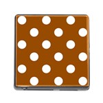 Polka Dots - White on Brown Memory Card Reader (Square)