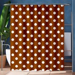 Polka Dots - White on Brown Shower Curtain 60  x 72  (Medium)