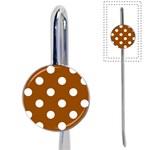 Polka Dots - White on Brown Book Mark