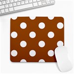 Polka Dots - White on Brown Large Mousepad