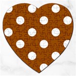 Polka Dots - White on Brown Jigsaw Puzzle (Heart)