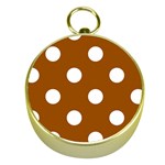 Polka Dots - White on Brown Gold Compass