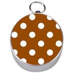 Polka Dots - White on Brown Silver Compass