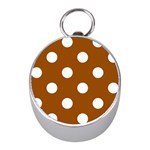 Polka Dots - White on Brown Silver Compass (Mini)