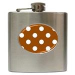 Polka Dots - White on Brown Hip Flask (6 oz)