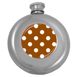 Polka Dots - White on Brown Hip Flask (5 oz)