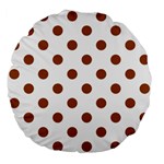 Polka Dots - Brown on White Large 18  Premium Flano Round Cushion