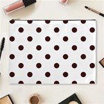 Polka Dots - Dark Sienna Brown on White Cosmetic Bag (XL)