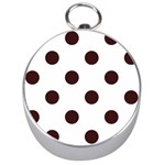 Polka Dots - Dark Sienna Brown on White Silver Compass