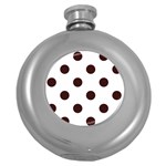 Polka Dots - Dark Sienna Brown on White Hip Flask (5 oz)