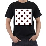 Polka Dots - Dark Sienna Brown on White Men s T-Shirt (Black)