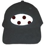 Polka Dots - Dark Sienna Brown on White Black Cap