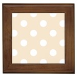 Polka Dots - White on Champagne Orange Framed Tile