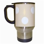 Polka Dots - White on Champagne Orange Travel Mug (White)