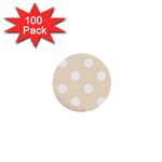 Polka Dots - White on Champagne Orange 1  Mini Button (100 pack)