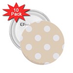 Polka Dots - White on Champagne Orange 2.25  Button (10 pack)