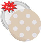 Polka Dots - White on Champagne Orange 3  Button (10 pack)