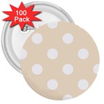 Polka Dots - White on Champagne Orange 3  Button (100 pack)