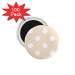 Polka Dots - White on Champagne Orange 1.75  Magnet (100 pack)