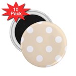 Polka Dots - White on Champagne Orange 2.25  Magnet (10 pack)