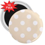 Polka Dots - White on Champagne Orange 3  Magnet (10 pack)