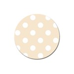 Polka Dots - White on Champagne Orange Magnet 3  (Round)