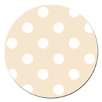 Polka Dots - White on Champagne Orange Magnet 5  (Round)