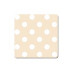 Polka Dots - White on Champagne Orange Magnet (Square)