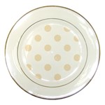 Polka Dots - Champagne Orange on White Porcelain Plate