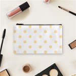 Polka Dots - Peach Orange on White Cosmetic Bag (S)