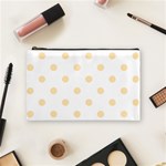 Polka Dots - Peach Orange on White Cosmetic Bag (M)