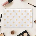 Polka Dots - Peach Orange on White Cosmetic Bag (L)