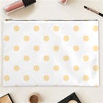 Polka Dots - Peach Orange on White Cosmetic Bag (XXL)