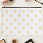 Polka Dots - Peach Orange on White Cosmetic Bag (XXXL)