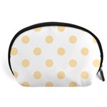 Polka Dots - Peach Orange on White Accessory Pouch (Large)