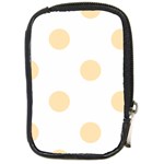 Polka Dots - Peach Orange on White Compact Camera Leather Case