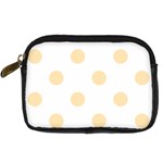 Polka Dots - Peach Orange on White Digital Camera Leather Case