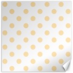 Polka Dots - Peach Orange on White Canvas 12  x 12 