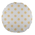 Polka Dots - Peach Orange on White Large 18  Premium Round Cushion