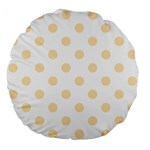 Polka Dots - Peach Orange on White Large 18  Premium Flano Round Cushion